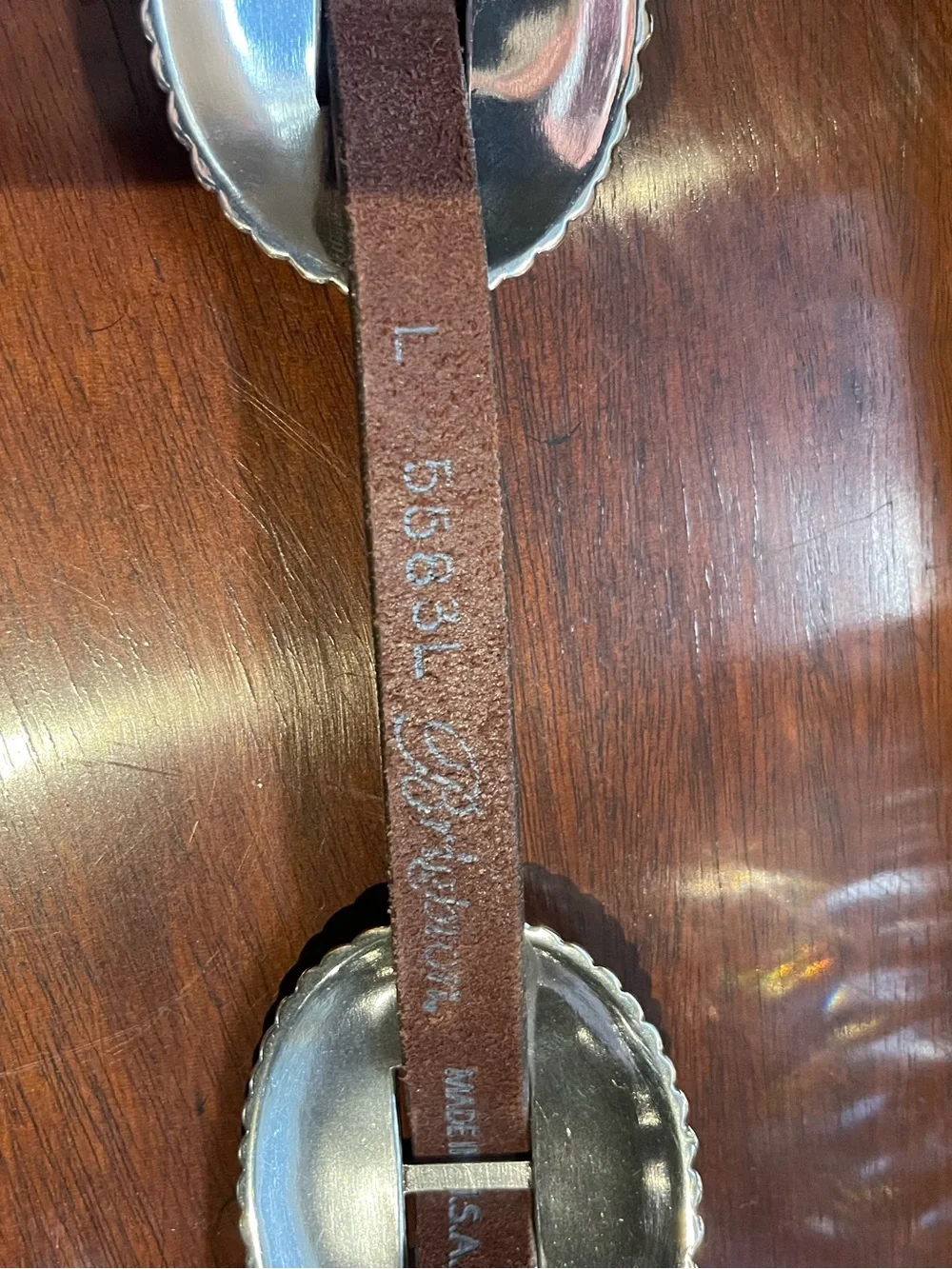 Brighton Brown Leather Concho Belt with Silver-Tone Engraved Ovals